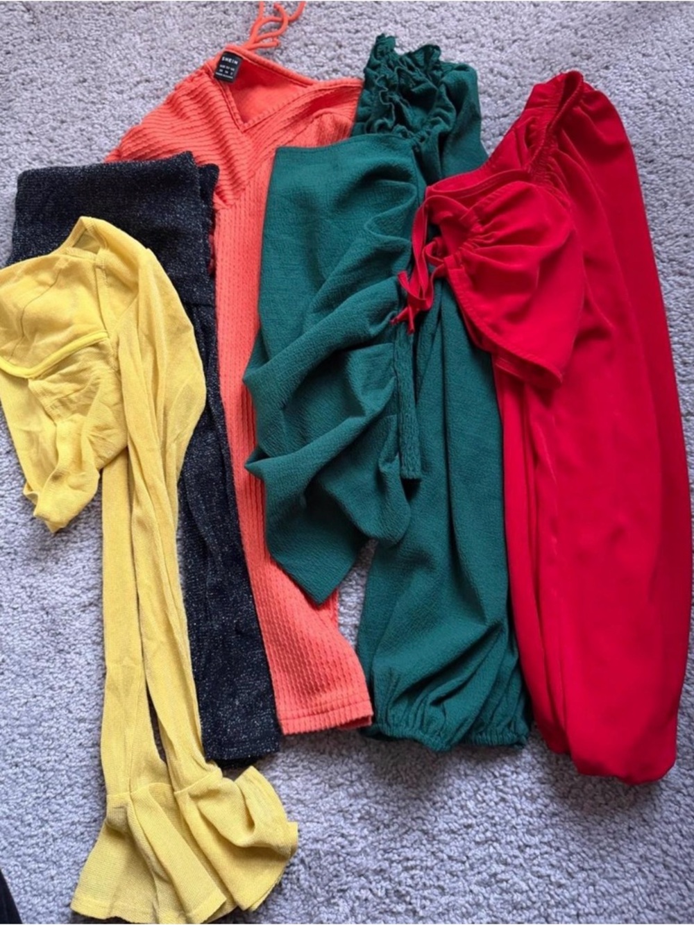 Mixed Color Going Out Tops - Yellow, Black, Orange, Green, Red